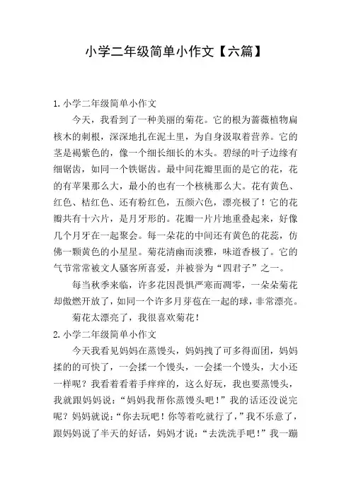 小学二年级简单小作文【六篇】