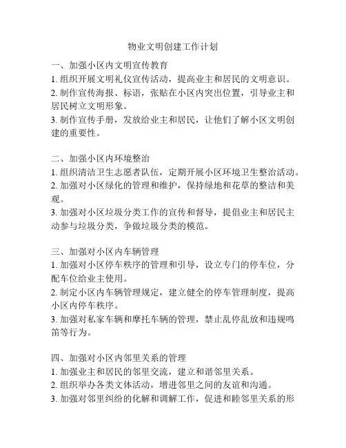 物业文明创建工作计划