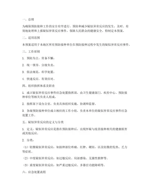 疑似异常反应应急预案