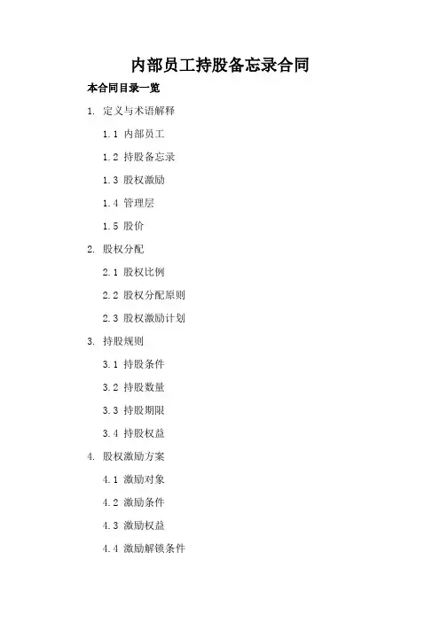 内部员工持股备忘录合同