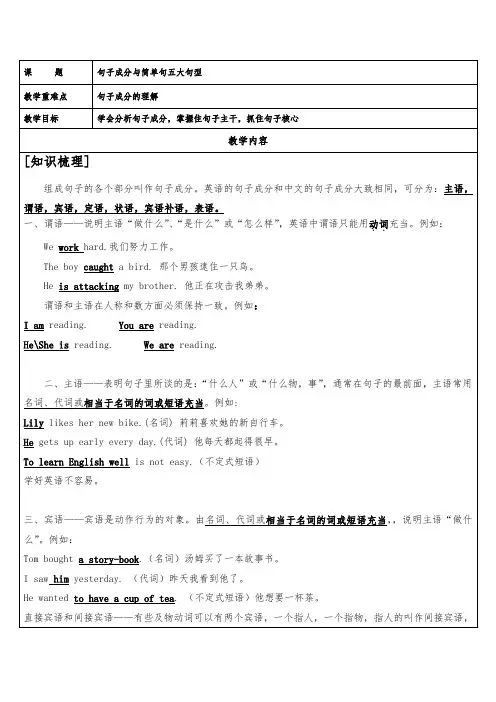 高中英语语法句子成分