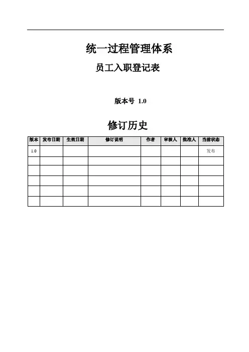 (模板)员工入职登记表