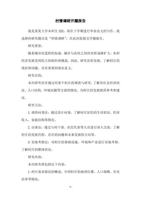 村情调研开题报告