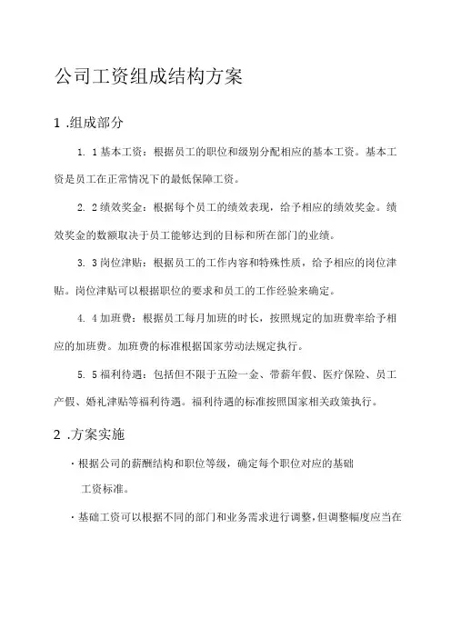 公司工资组成结构方案