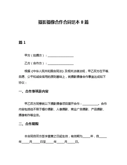 摄影摄像合作合同范本8篇