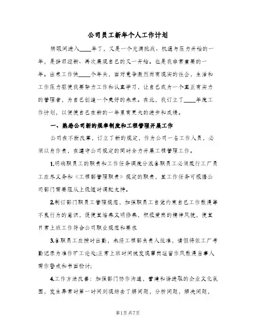 公司员工新年个人工作计划(四篇)