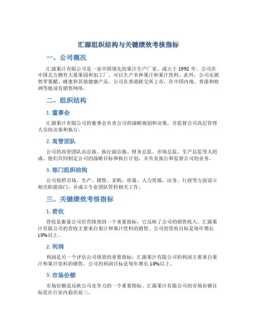 汇源组织结构与关键绩效考核指标(精)