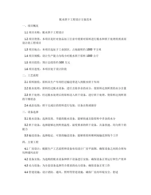 脱水烘干工程设计方案范本
