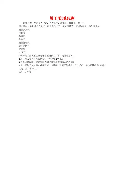 员工奖项名称
