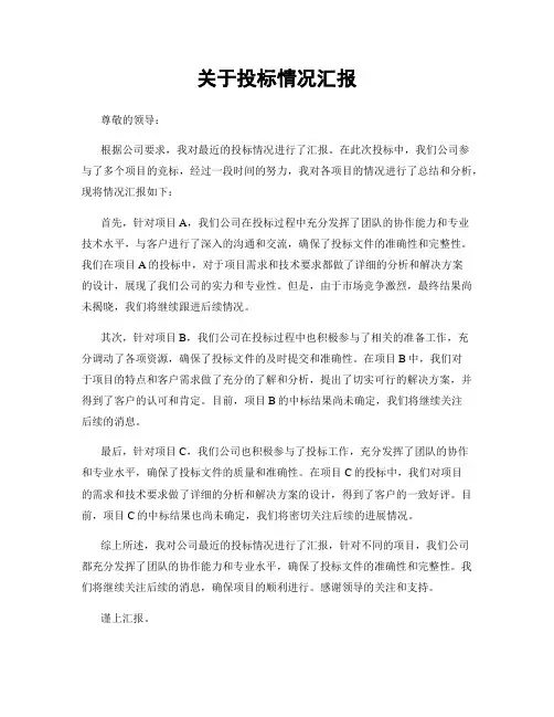关于投标情况汇报