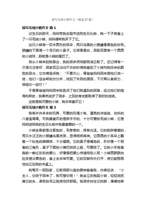 描写毛绒小熊作文（精选37篇）