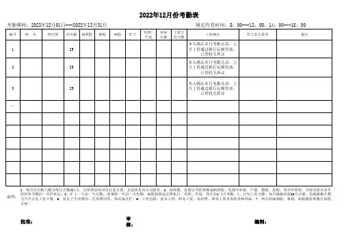 考勤表模板