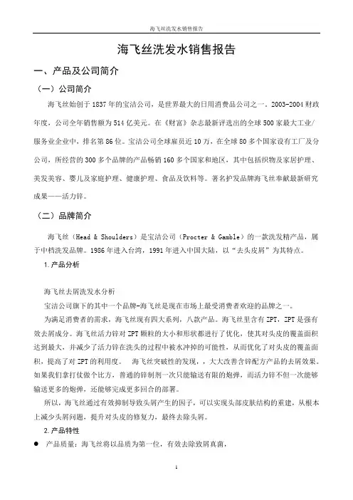 海飞丝销售报告1