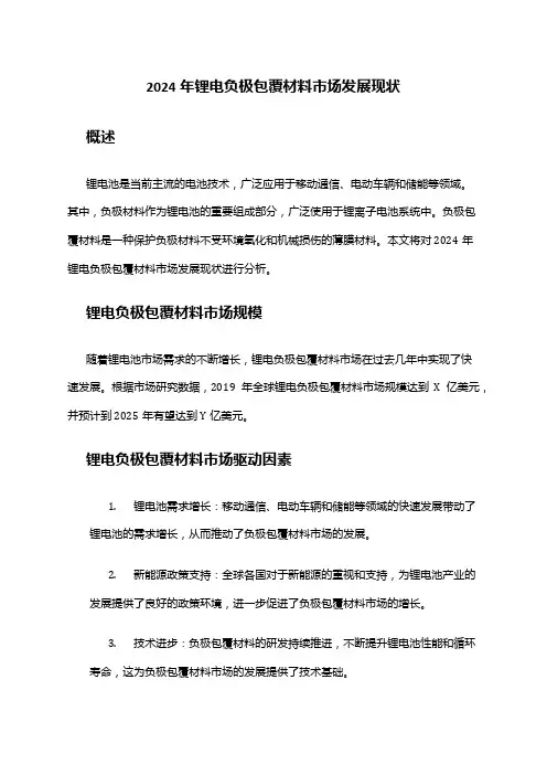 2024年锂电负极包覆材料市场发展现状