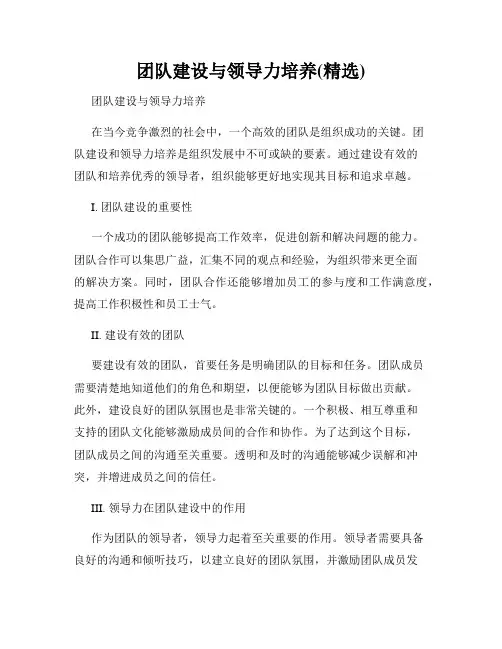 团队建设与领导力培养(精选)