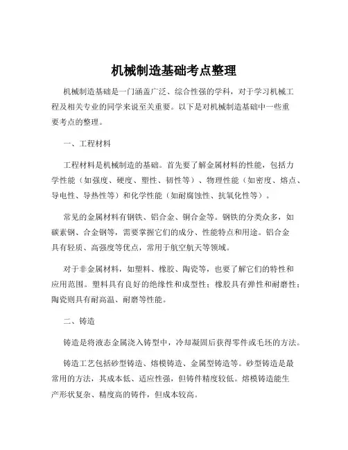 机械制造基础考点整理