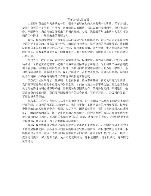 青年突击队发言稿