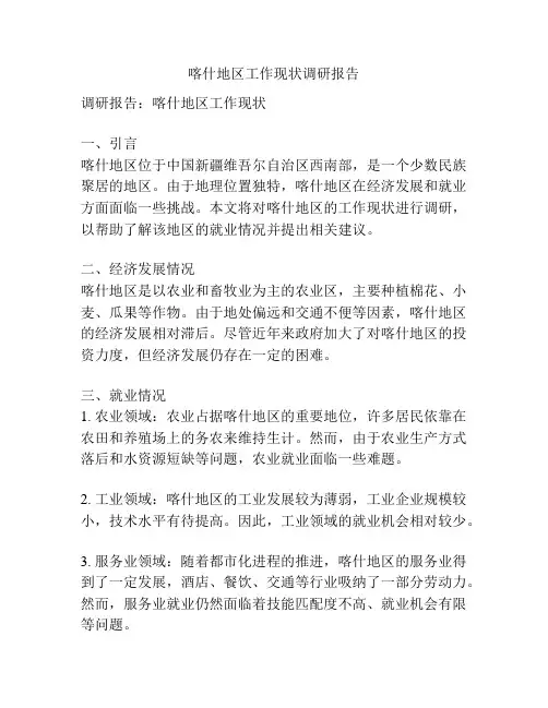 喀什地区工作现状调研报告