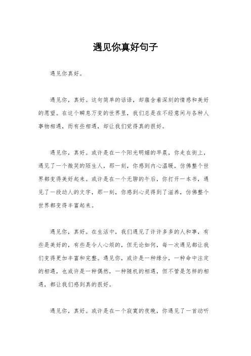遇见你真好句子