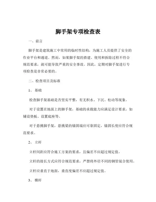 脚手架专项检查表