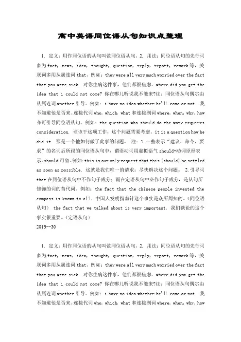 高中英语同位语从句知识点整理