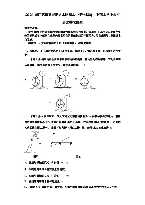 2024届江苏省盐城市大丰区新丰中学物理高一下期末学业水平测试模拟试题含解析