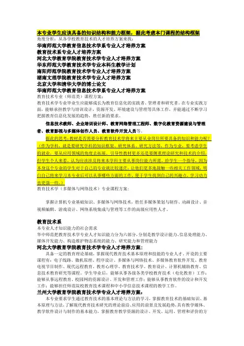 教育技术学培养方案