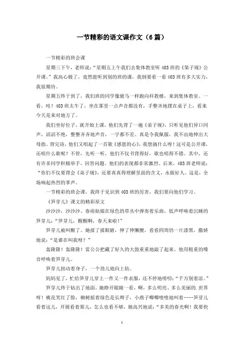 一节精彩的语文课作文(6篇)