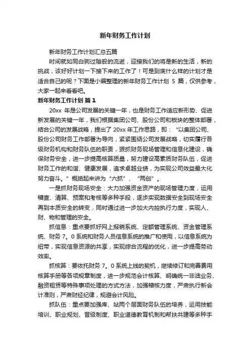 新年财务工作计划