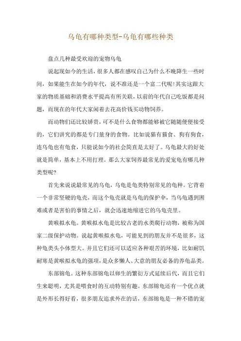 乌龟有哪种类型-乌龟有哪些种类