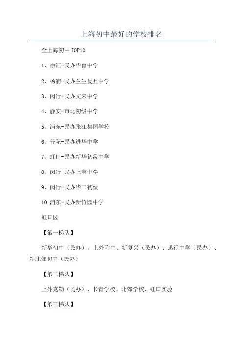 上海初中最好的学校排名