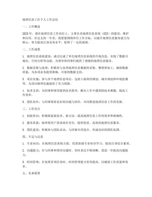 地理信息工作个人工作总结