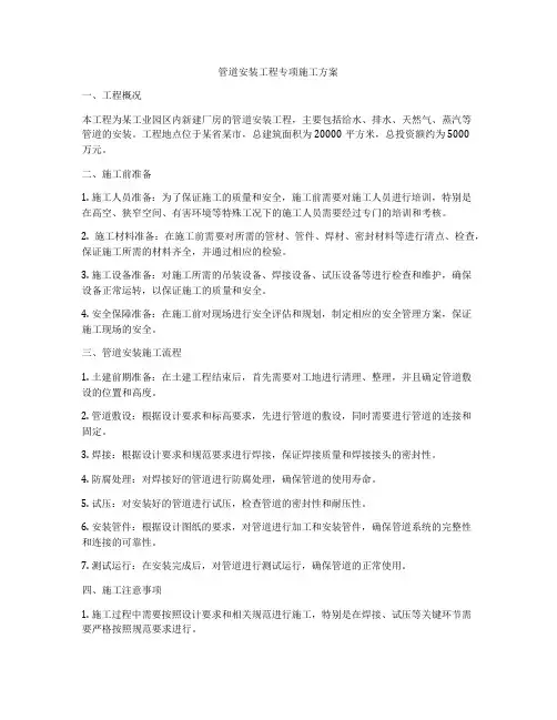 管道安装工程专项施工方案