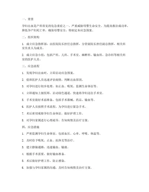 孕妇出血应急预案