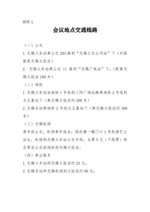 会议地点交通线路