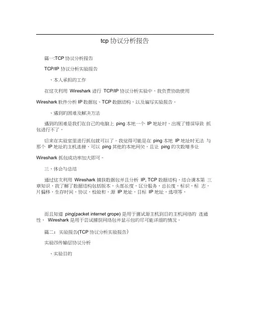 tcp协议分析报告