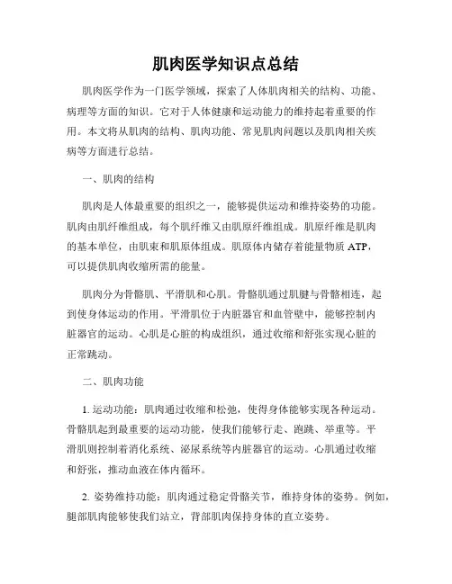 肌肉医学知识点总结