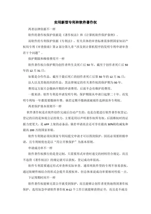 实用新型专利和软件著作权