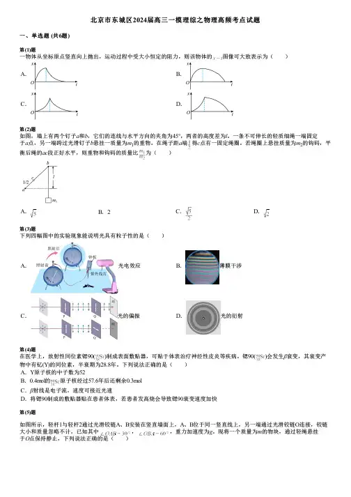 北京市东城区2024届高三一模理综之物理高频考点试题