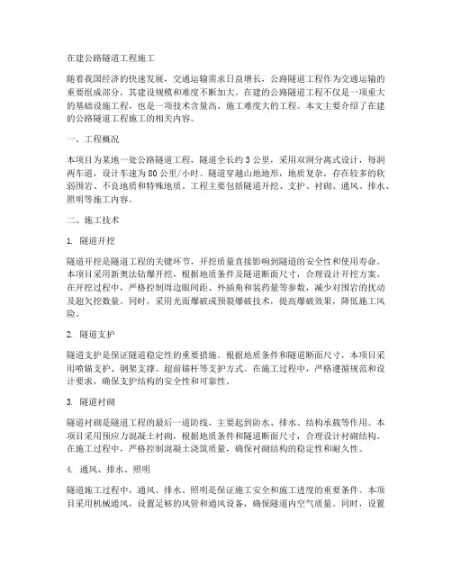 在建公路隧道工程施工