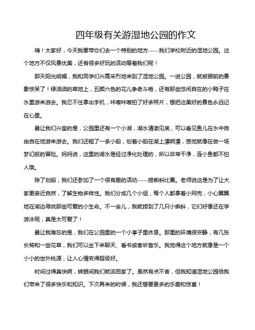 四年级有关游湿地公园的作文