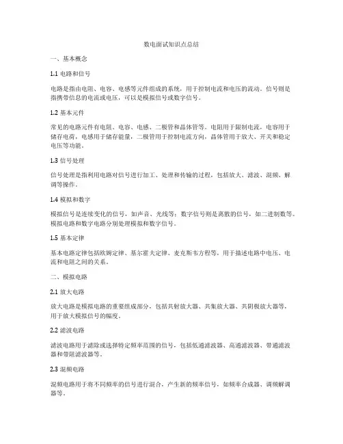 数电面试知识点总结