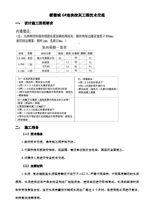 加气混凝土砌块墙面抹灰(轻型砌体墙体抹灰)