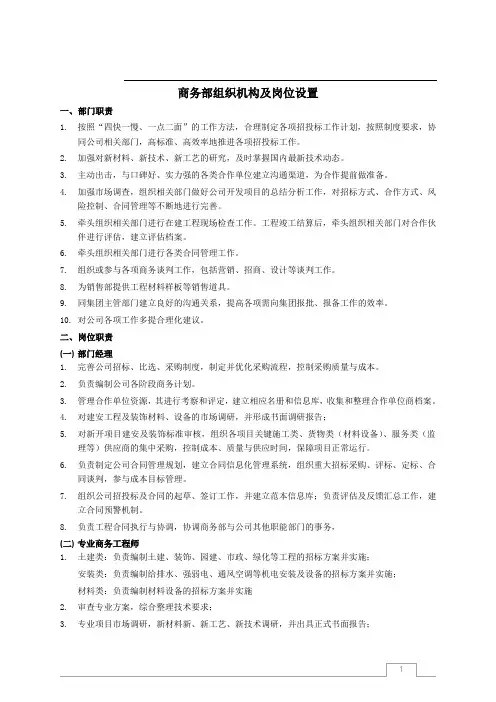 商务部岗位设