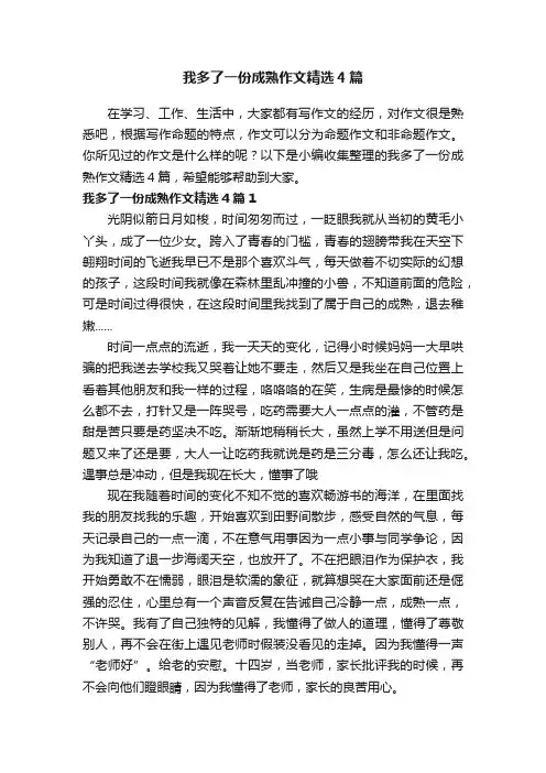 我多了一份成熟作文精选4篇