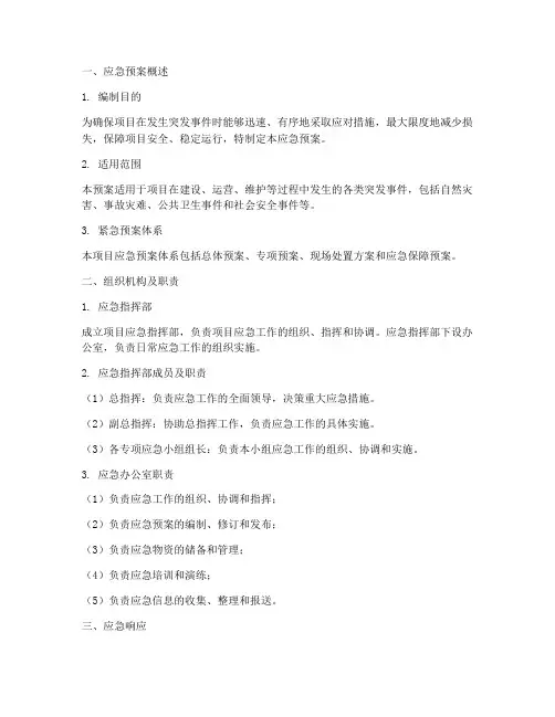 项目相关应急预案模板