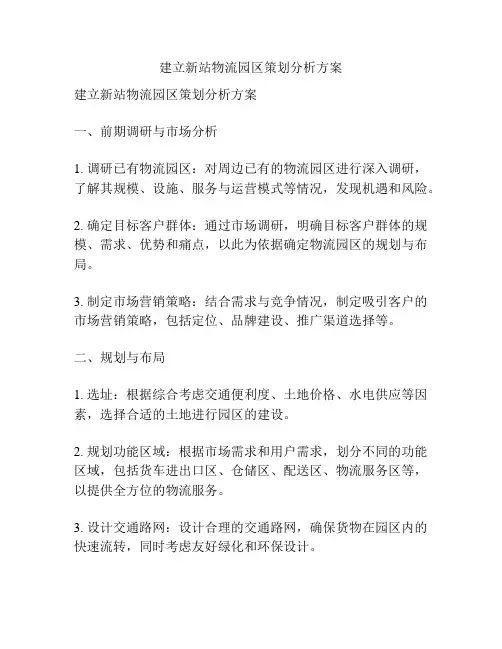 建立新站物流园区策划分析方案