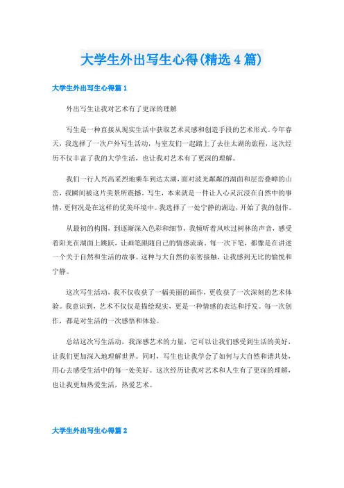 大学生外出写生心得(精选4篇)