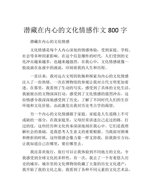 潜藏在内心的文化情感作文800字
