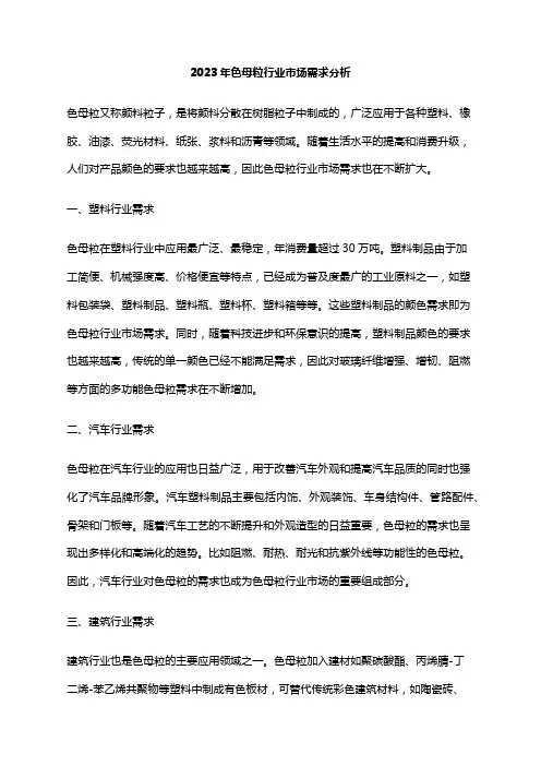 2023年色母粒行业市场需求分析